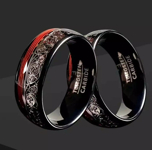 Men's Women's 8mm Tungsten Guitar String Spiral Pattern Comfort-Fit Wedding Band